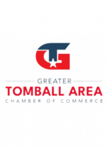 Greater Tomball Area Chamber of Commerce logo with blue and red design elements, featuring a star in the center.